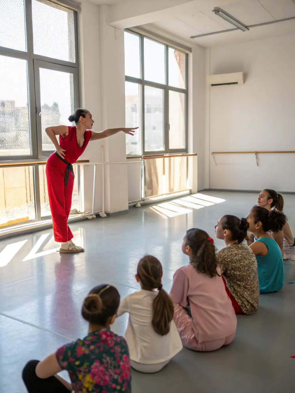 A dynamic image of a dance workshop in progress, featuring participants of various ages and abilities learning different dance styles from a professional instructor.