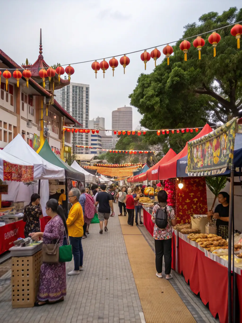 A photograph of a cultural festival showcasing diverse performances, food stalls, and art displays, highlighting the richness and variety of cultural traditions.
